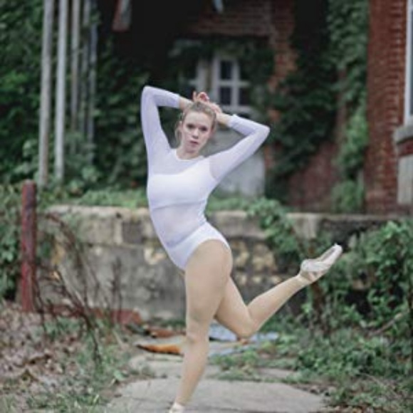 HDW Dancewear Mesh Detail Long Sleeve Leotard - Picture 3 of 3